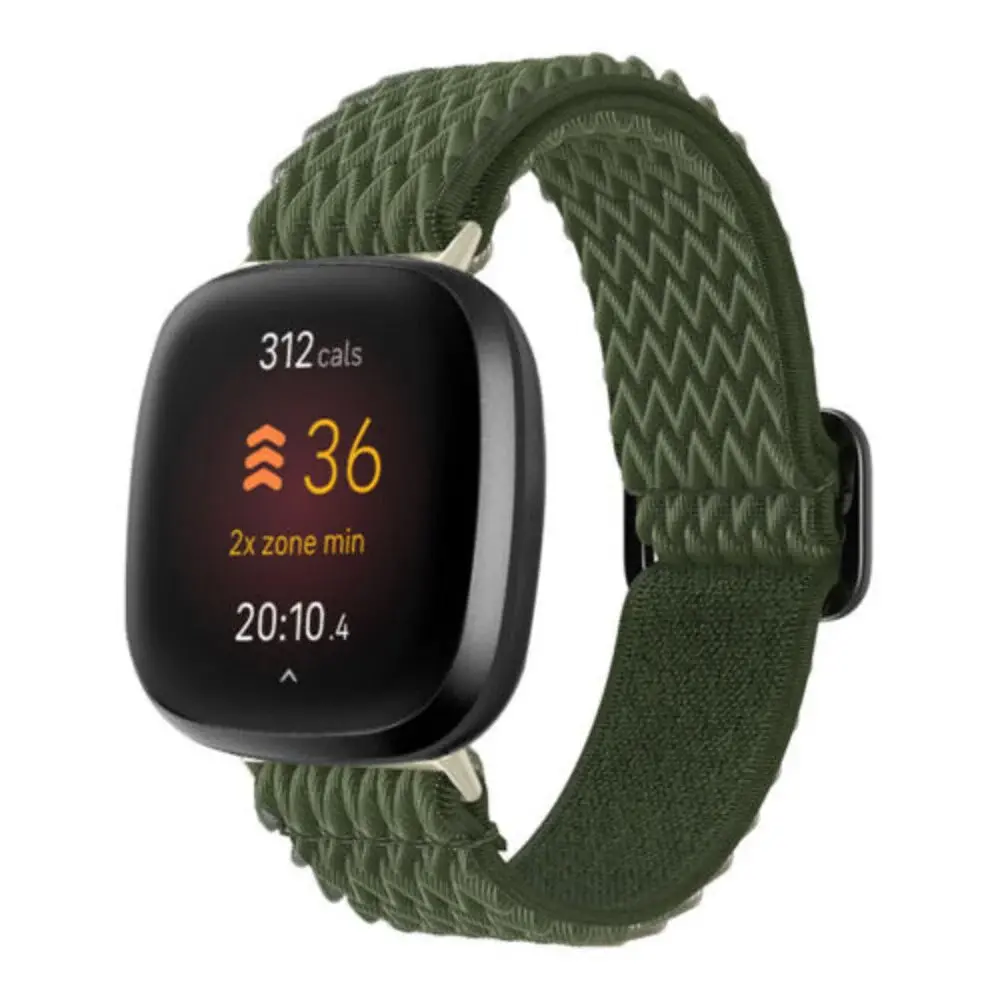 Strap-it® Strap-it Fitbit Sense Gewebtes Nylon Armband (Grün)