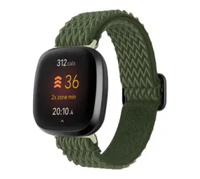 Strap-it® Fitbit Sense Gewebtes Nylon Armband (Grün) Strap-it® Fitbit Sense Gewebtes Nylon Armband (Grün)