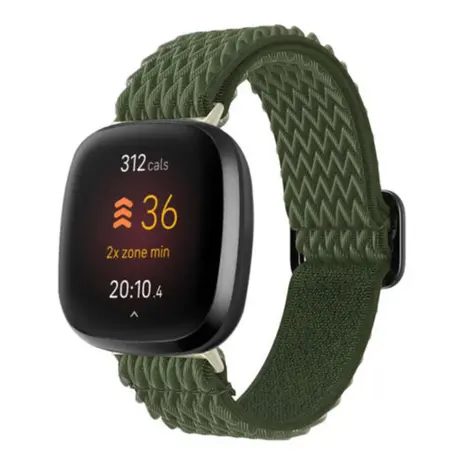 Strap-it® Strap-it Fitbit Sense Gewebtes Nylon Armband (Grün)