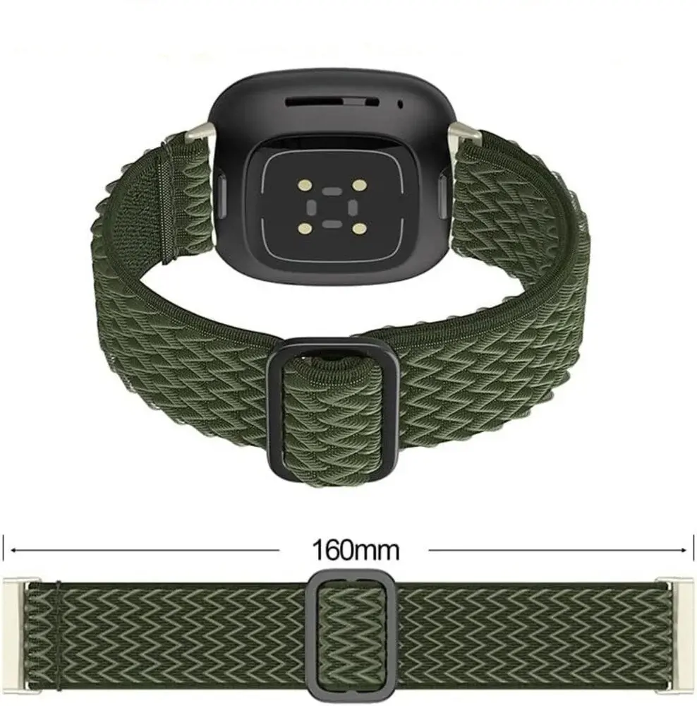 Strap-it® Strap-it Fitbit Sense Gewebtes Nylon Armband (Grün)