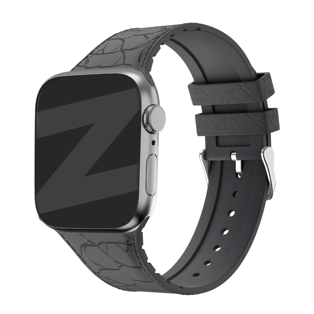 Bandz Bandz Apple Watch Silikonarmband mit Ledermuster (Dunkelgrau)