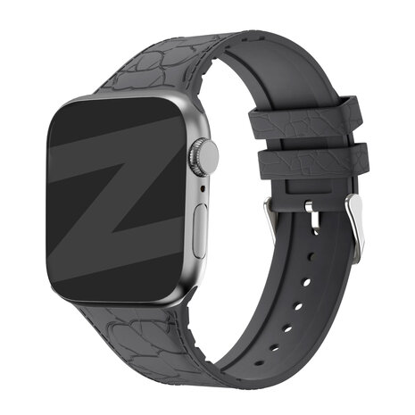 Bandz Bandz Apple Watch Silikonarmband mit Ledermuster (Dunkelgrau)
