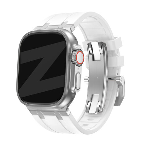 Bandz Bandz Apple Watch Silikonarmband 'Luxe Liquid' (Weiß mit Silber)