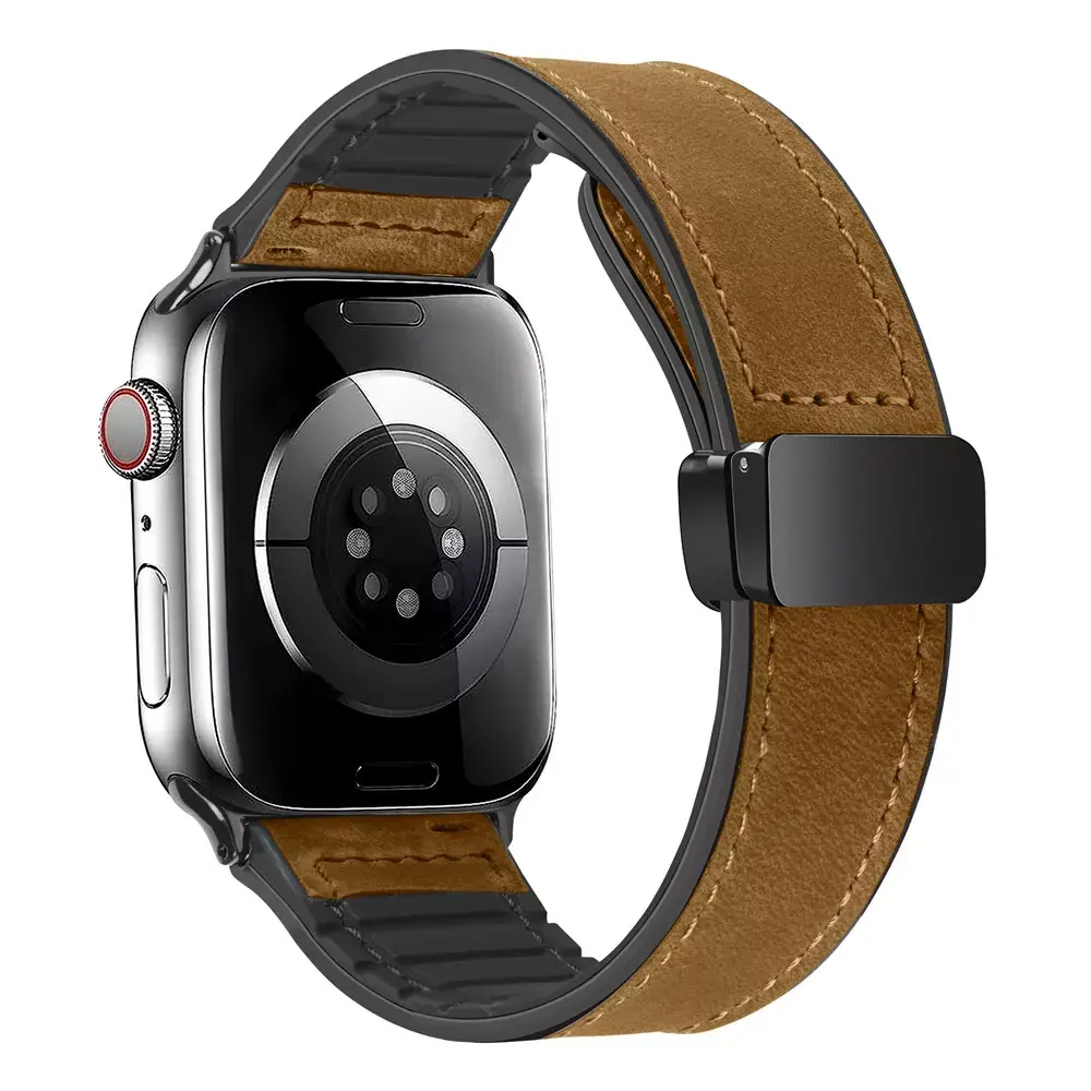 Strap-it® Strap-it Apple Watch D-Buckle Lederarmband (Hellbraun)