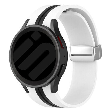 Strap-it® Strap-it Samsung Galaxy Watch FE magnetisches Sportarmband (Weiß/Schwarz)