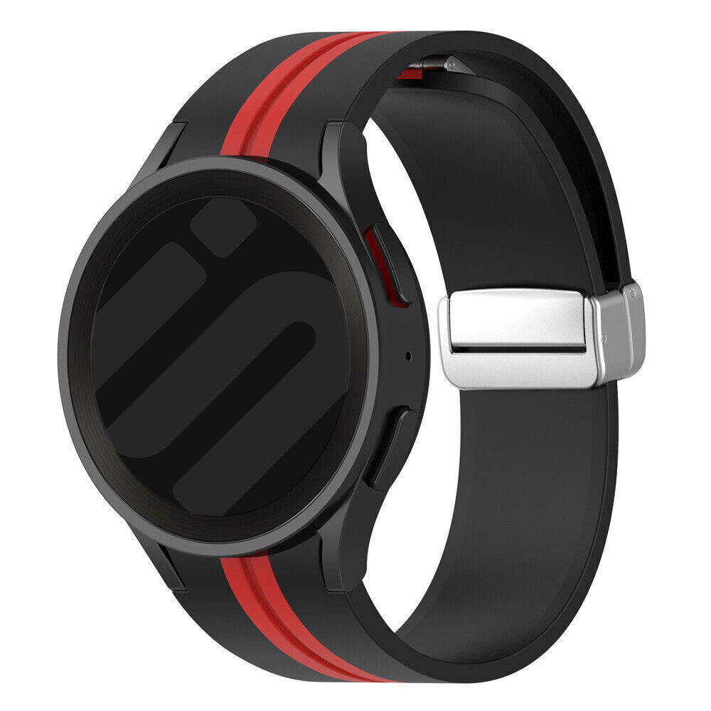 Strap-it® Strap-it Samsung Galaxy Watch FE magnetisches Sportarmband (Schwarz/Rot)