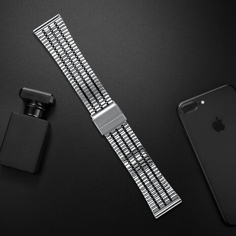 Strap-it® Strap-it Samsung Galaxy Watch FE Luxus Stahlarmband (Silber/Schwarz) Strap-it® Strap-it Samsung Galaxy Watch FE Luxus Stahlarmband (Silber/Schwarz)