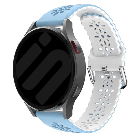 Strap-it® Strap-it Samsung Galaxy Watch 7 - 40mm Silikonarmband mit Muster (Hellblau/Weiß)