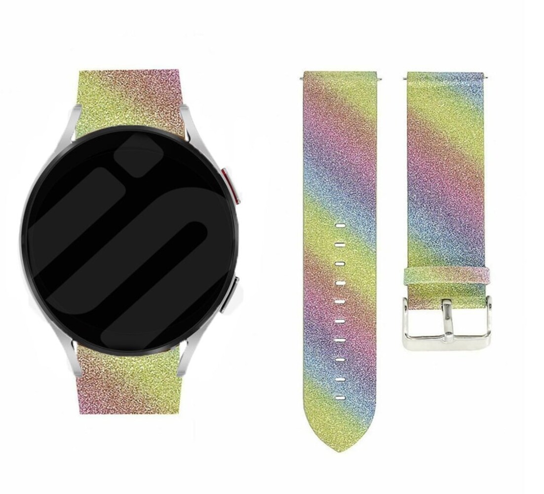 Strap-it® Strap-it Samsung Galaxy Watch 7 - 44mm Leder-Glitzerarmband (Regenbogen)