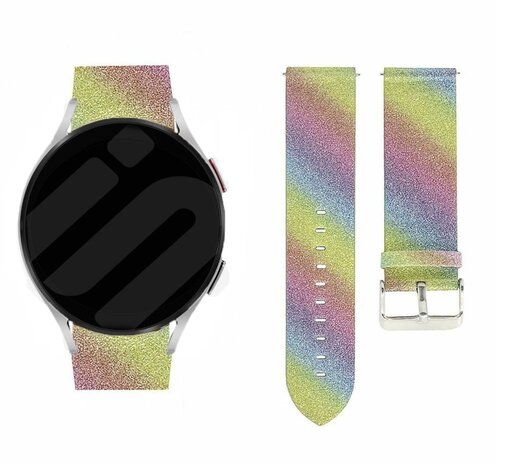 Strap-it® Strap-it Samsung Galaxy Watch 7 - 44mm Leder-Glitzerarmband (Regenbogen)