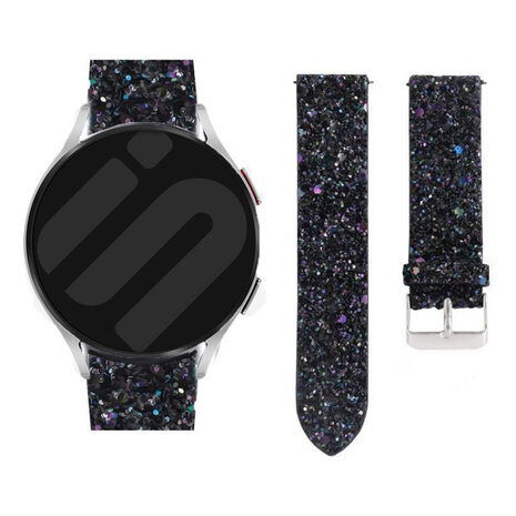 Strap-it® Strap-it Samsung Galaxy Watch 7 - 44mm Leder-Glitzerarmband (Schwarz)