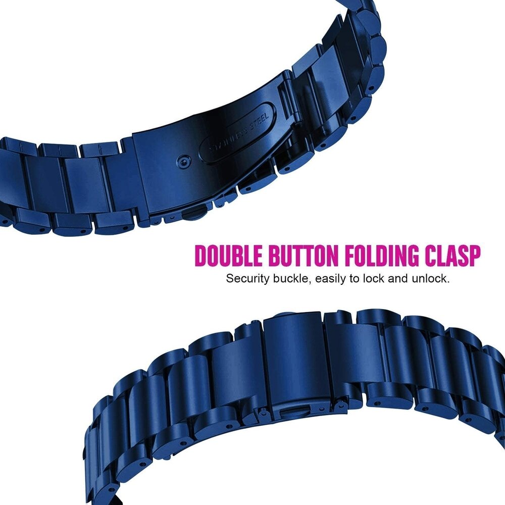 Strap-it® Strap-it Samsung Galaxy Watch 7 - 44mm Stahl-Gliederarmband (Blau)