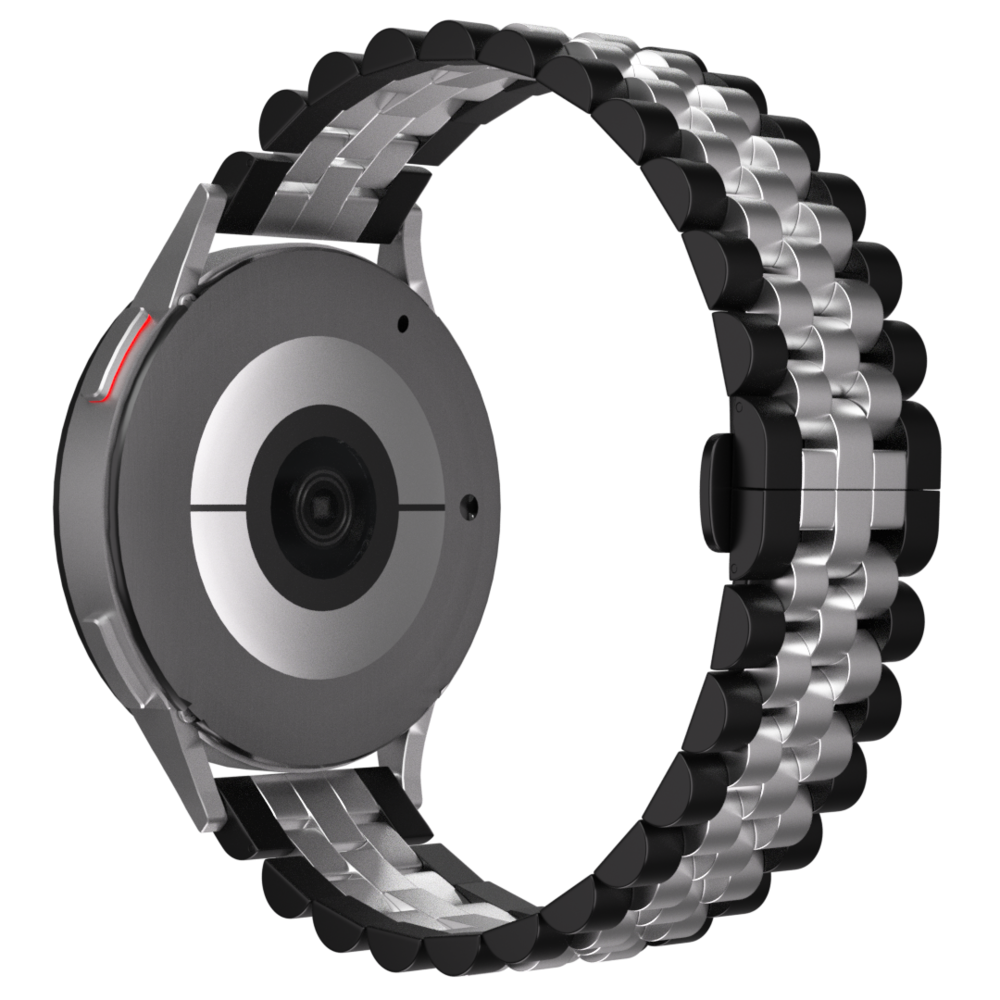 Strap-it® Strap-it Fossil Gen 5e - 44mm Jubilee Stahlarmband (Schwarz/Silber)