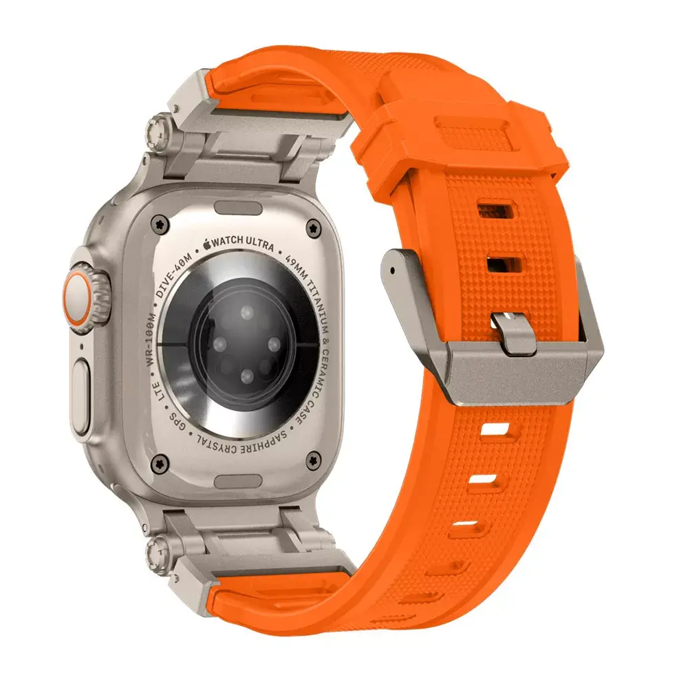 Strap-it® Strap-it Apple Watch 'Explorer' TPU Armband (Orange mit Titan)