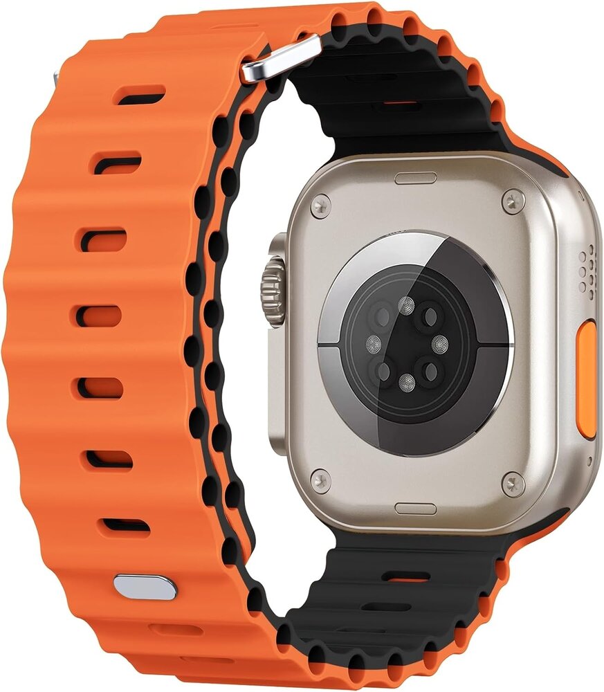 Strap-it® Strap-it Apple Watch Ocean-Armband mit Schnappverschluss (Orange/Schwarz)