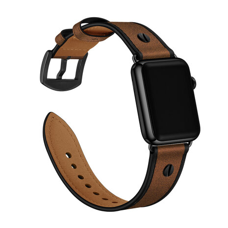 Strap-it® Strap-it Apple Watch Lederarmband mit Schraubverschluss (Dunkelbraun)