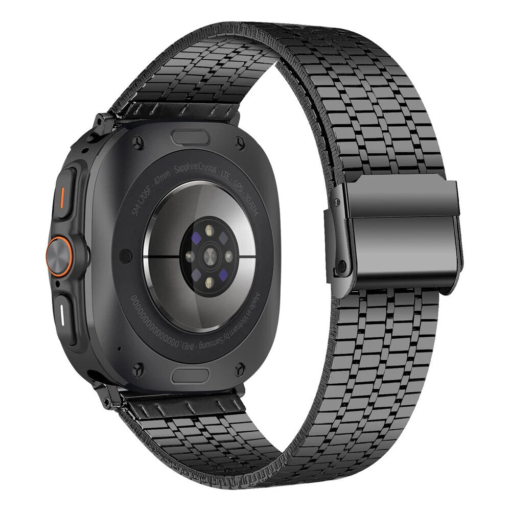 Strap-it® Strap-it Samsung Galaxy Watch Ultra luxus Stahlarmband (Schwarz)