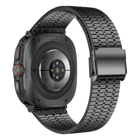Strap-it® Strap-it Samsung Galaxy Watch Ultra luxus Stahlarmband (Schwarz)