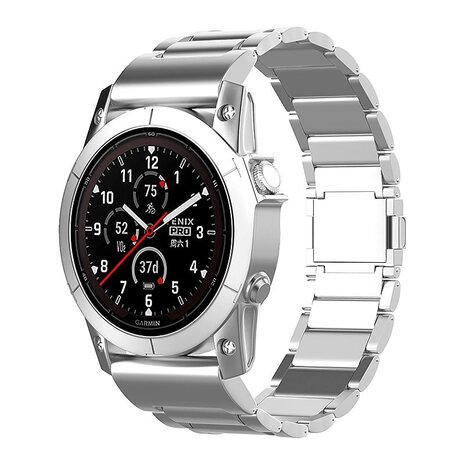 Strap-it® Strap-it Garmin Fenix 5x / 6x magnetisches Titanarmband (Silber)