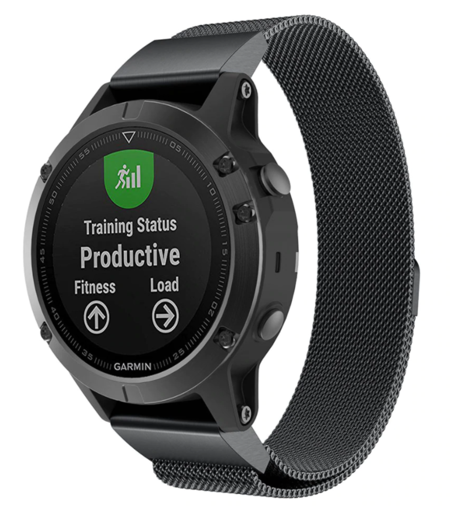 Strap-it® Strap-it Garmin Quatix 5 / 6 / 7 Milanaise Band (Schwarz)