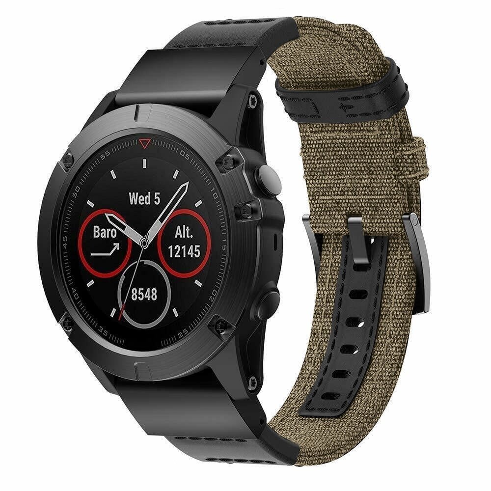 Strap-it® Strap-it Garmin Quatix 5 / 6 / 7 Nylon-Hybridarmband (Beige)