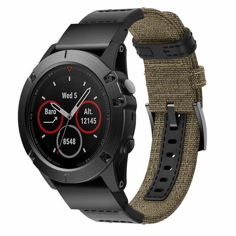 Strap-it® Strap-it Garmin Quatix 5 / 6 / 7 Nylon-Hybridarmband (Beige)