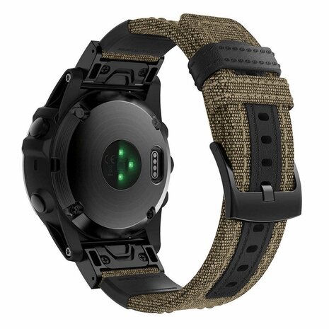 Strap-it® Strap-it Garmin Quatix 5 / 6 / 7 Nylon-Hybridarmband (Beige)