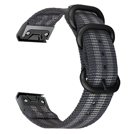 Strap-it® Strap-it Garmin Quatix 5 / 6 / 7 Nylon-Schnallenarmband (Schwarz/Grau)