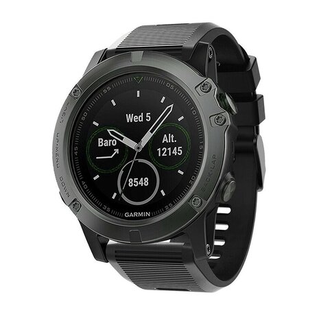 Strap-it® Strap-it Garmin Quatix 3 / 6x / 7x Solar Silikonarmband (Schwarz)