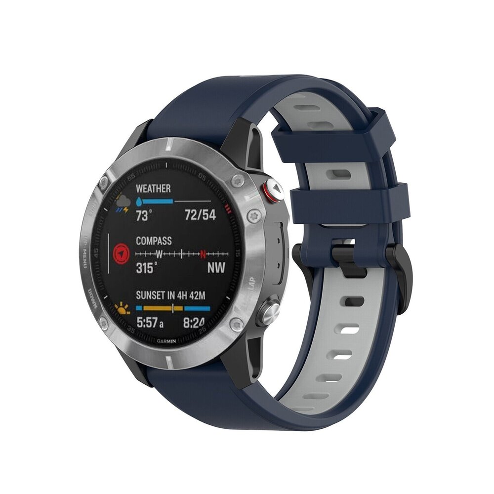 Strap-it® Strap-it Garmin Quatix 3 / 6x / 7x Solar Sport Schnallenarmband (Blau/Grau)