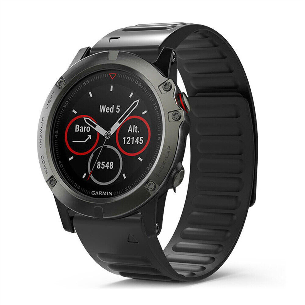 Strap-it® Strap-it Garmin Quatix 3 / 6x / 7x Solar magnetisch Silikonarmband (Schwarz)