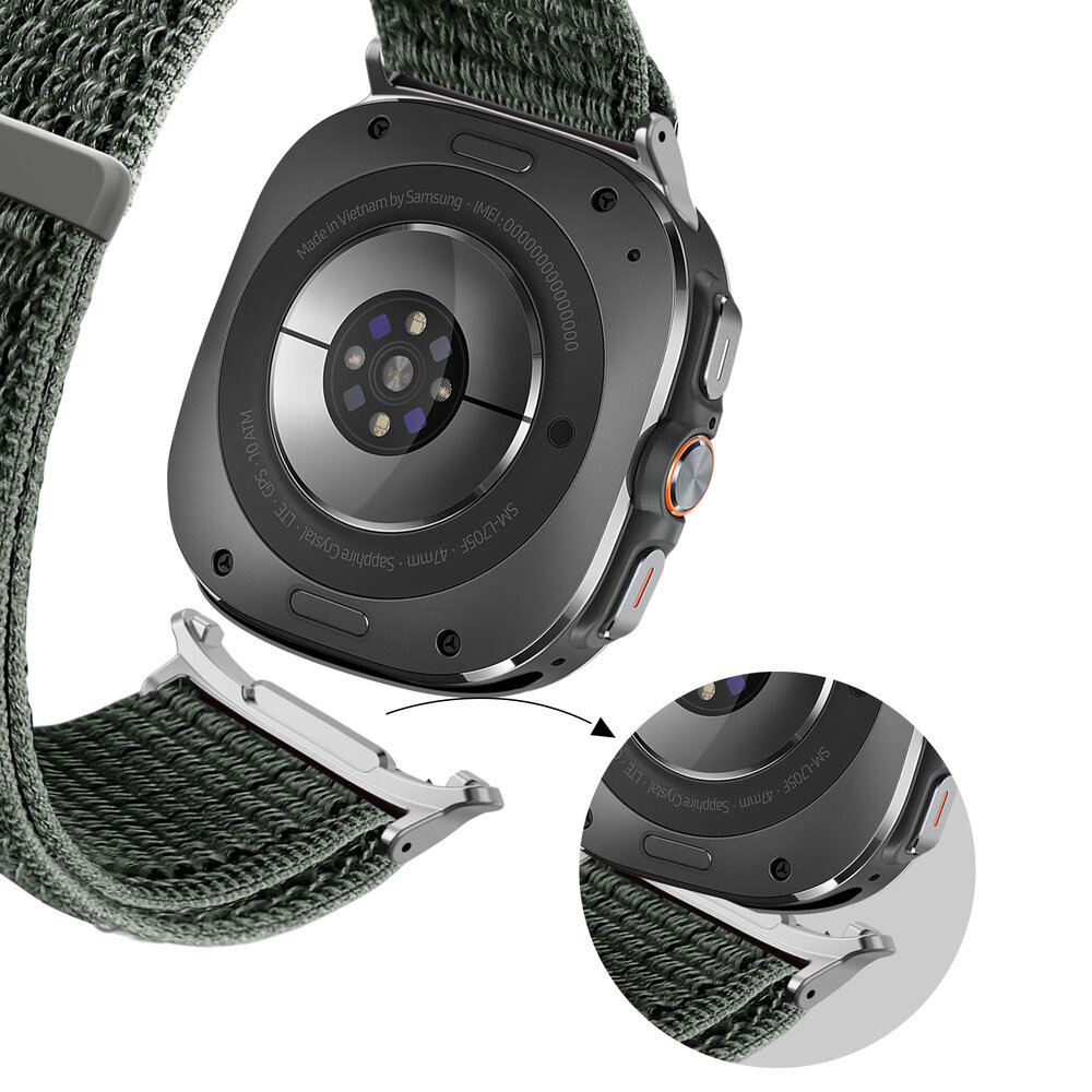 Bandz Bandz Samsung Galaxy Watch Ultra Nylon Loop Armband (Grau-Grün) Bandz Bandz Samsung Galaxy Watch Ultra Nylon Loop Armband (Grau-Grün)