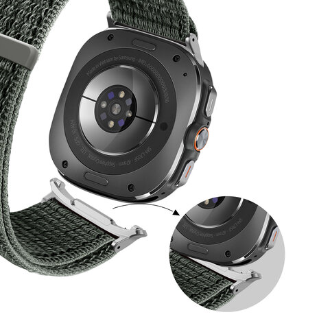 Bandz Bandz Samsung Galaxy Watch Ultra Nylon Loop Armband (Grau-Grün) Bandz Bandz Samsung Galaxy Watch Ultra Nylon Loop Armband (Grau-Grün)