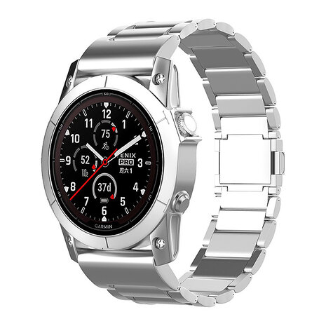 Strap-it® Strap-it Garmin Fenix 7x Magnetisches Titanarmband (Silber)
