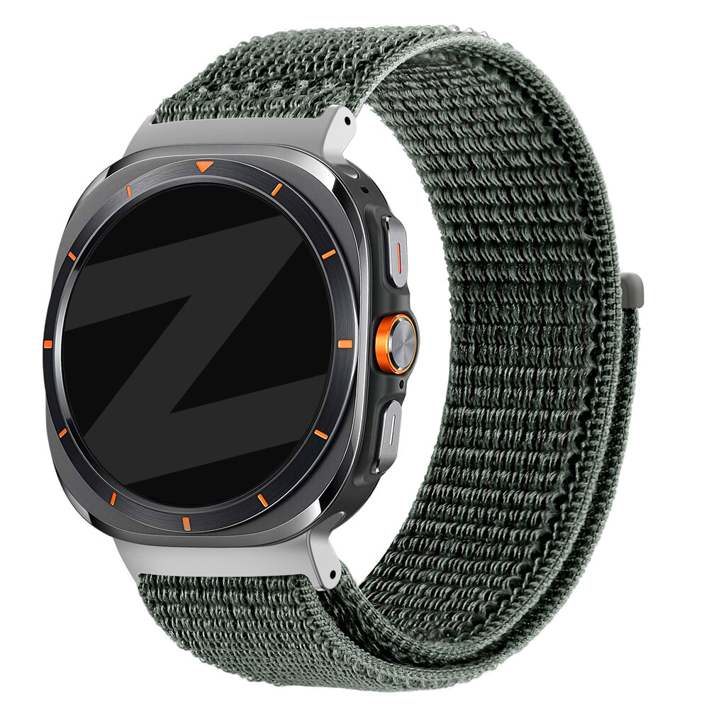 Bandz Bandz Samsung Galaxy Watch Ultra Nylon Loop Armband (Grau-Grün) Bandz Bandz Samsung Galaxy Watch Ultra Nylon Loop Armband (Grau-Grün)