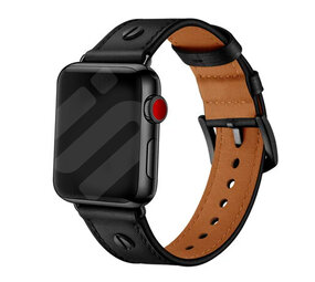 Strap-it® Apple Watch Lederarmband mit Schraubverschluss (Schwarz)