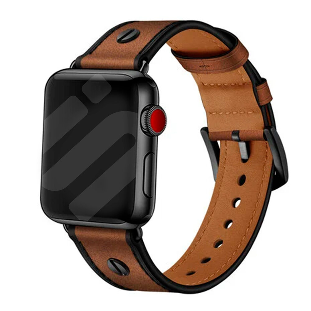 Strap-it® Strap-it Apple Watch Lederarmband mit Schraubverschluss (Dunkelbraun)