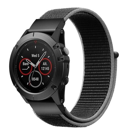 Strap-it® Strap-it Garmin Fenix 8 - 47mm Nylon Armband (Charcoal)