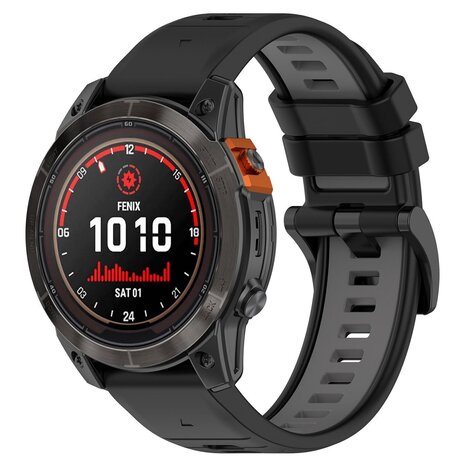 Strap-it® Strap-it Garmin Fenix 8 - 47mm Sport Schnallenarmband (Schwarz/Grau)