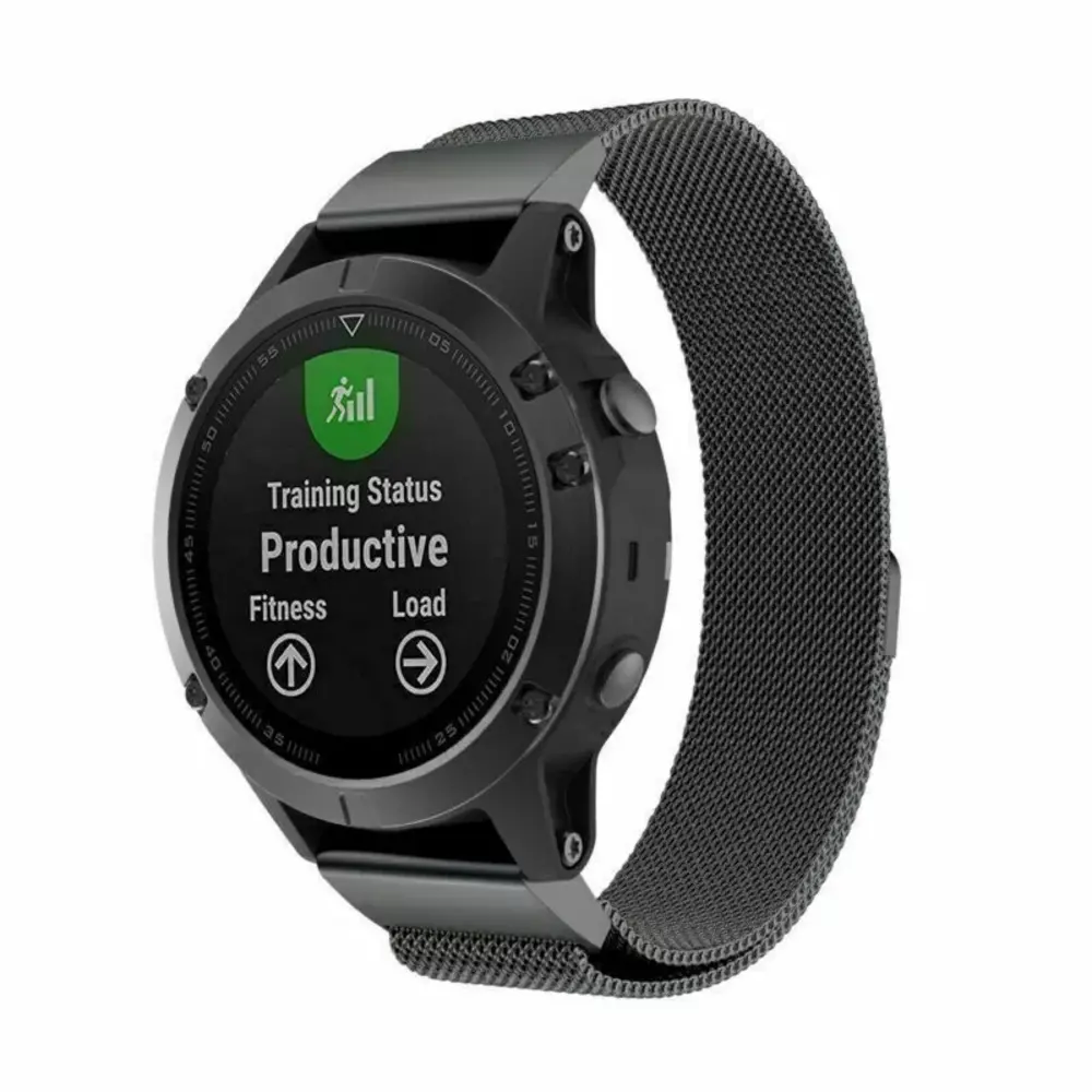 Strap-it® Strap-it Garmin Fenix E Milanese Armband (Schwarz)