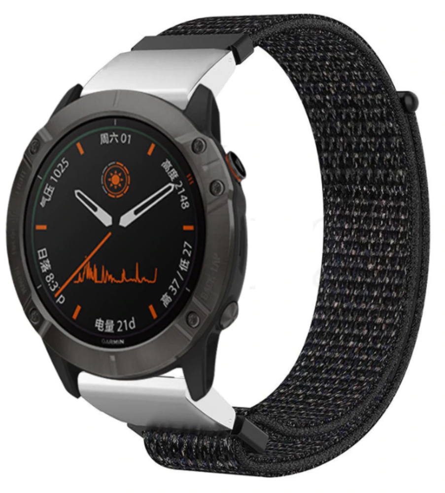 Strap-it® Strap-it Garmin Fenix E Nylon Armband (Schwarz)