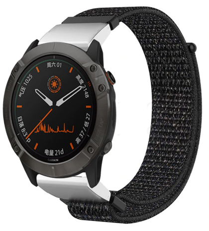 Strap-it® Strap-it Garmin Fenix E Nylon Armband (Schwarz)