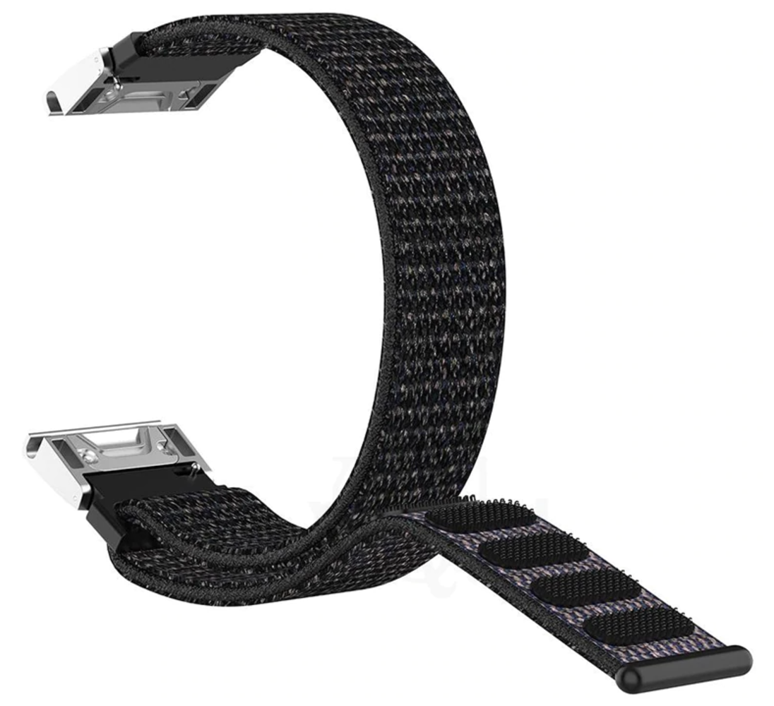 Strap-it® Strap-it Garmin Fenix E Nylon Armband (Schwarz)