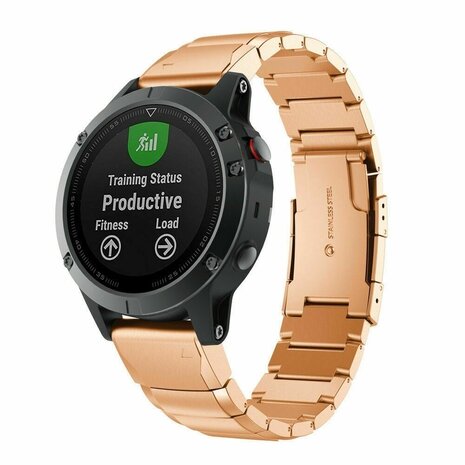 Strap-it® Strap-it Garmin Fenix E Metallarmband (Roségold)
