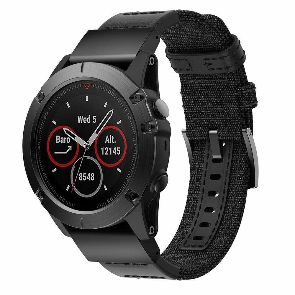 Strap-it® Strap-it Garmin Fenix E Nylon-Hybridarmband (Schwarz)