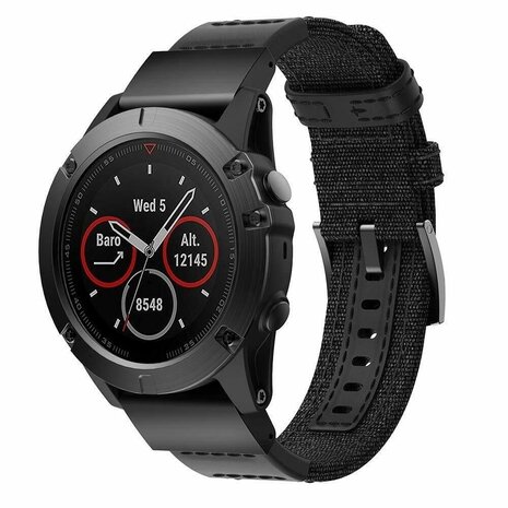 Strap-it® Strap-it Garmin Fenix E Nylon-Hybridarmband (Schwarz)