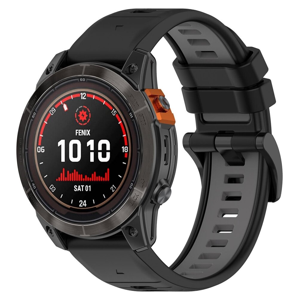 Strap-it® Strap-it Garmin Fenix E Sport Schnallenarmband (Schwarz/Grau)