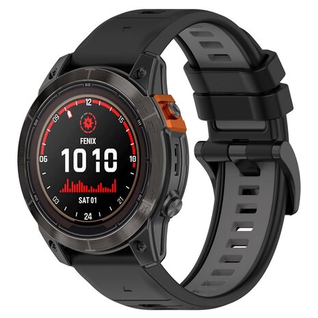 Strap-it® Strap-it Garmin Fenix E Sport Schnallenarmband (Schwarz/Grau)