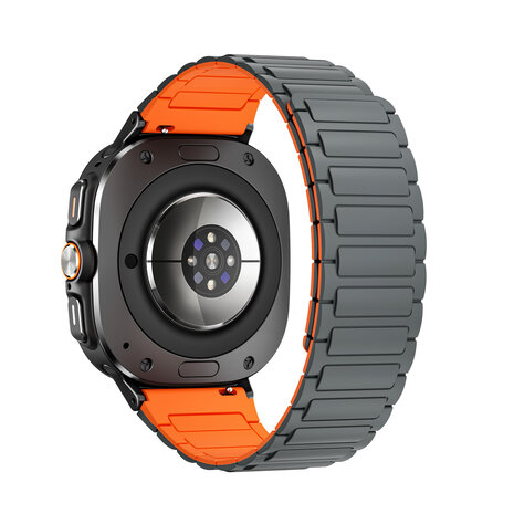 Strap-it® Strap-it Samsung Galaxy Watch Ultra Magnetisches Silikonarmband (Grau/Orange) Strap-it® Strap-it Samsung Galaxy Watch Ultra Magnetisches Silikonarmband (Grau/Orange)