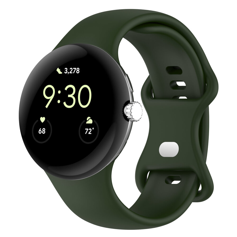 Strap-it® Strap-it Google Pixel Watch 3 - 45mm Classic Silikonarmband (Dunkelgrün)